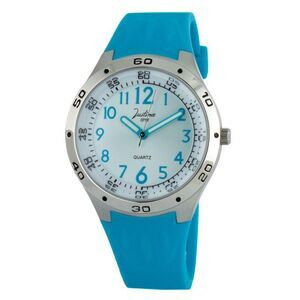 JUSTINA Rubber Strap Dress Watch with Water Resistance Women Blue Watches
